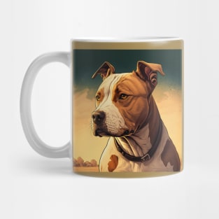 Beautiful pitbull dog aware of all the happenings. Mug